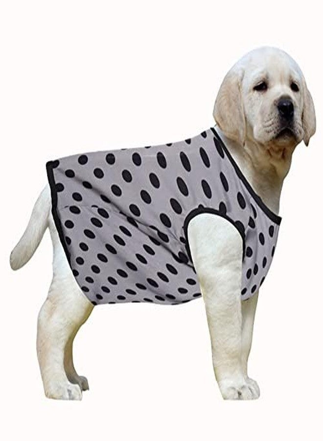 Western Era Funky Soft Cotton Dog T-Shirt, Light Weight &Comfortable Dog Clothing, Sleeveless Stylish Vest Puppy Outfit, Dog Apparel (Polka Grey) (XLarge) (26 inches) - Image 1